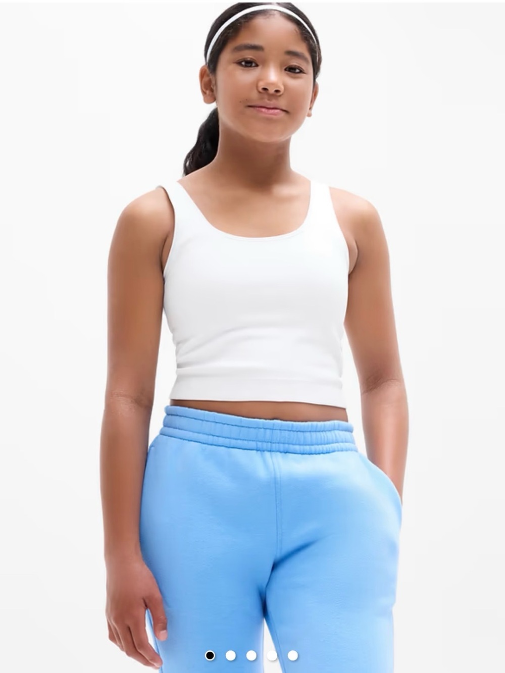 Athleta Girl White Rise Above Ribbed Cropped Tank Girls XXL (16)
